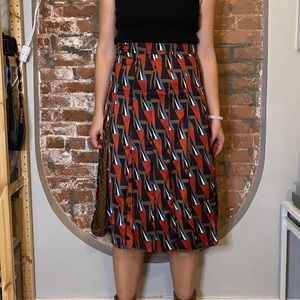 midi skirt with godets and contrast prints